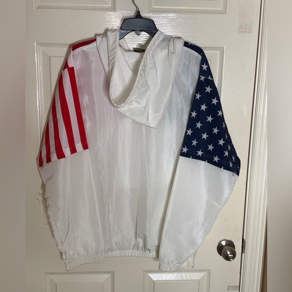 Vintage Surf Style Windbreaker Jacket OSFA Surfer Retro 80s USA Flag Fast Ship - Picture 6 of 10